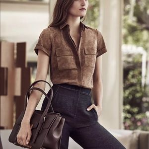 BCBGMAXAZRIA Esther faux suede top XXS